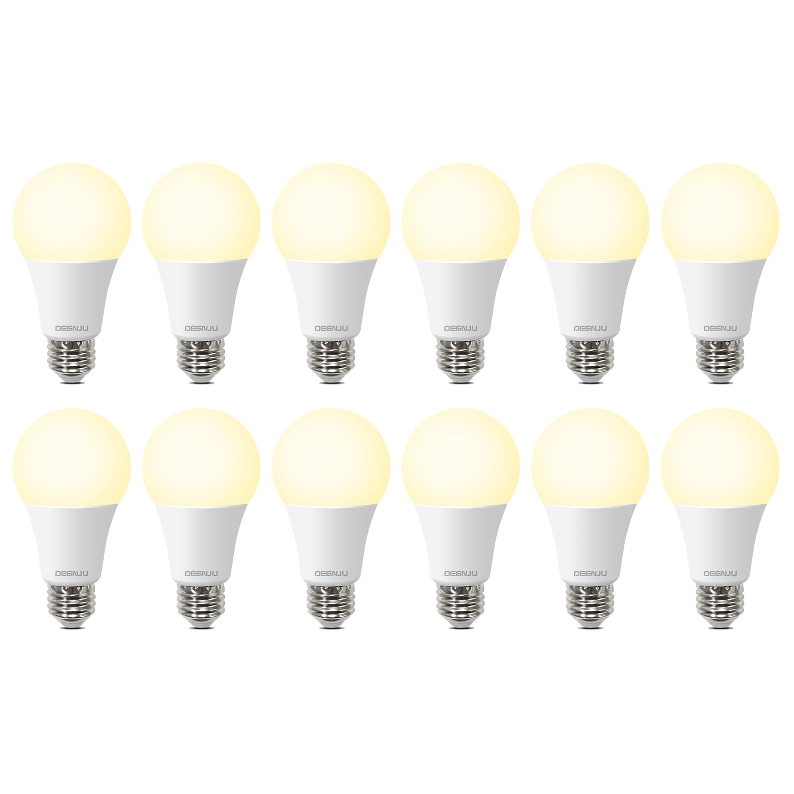 DEGNJU LED Light Bulbs Soft White 2700K, 100 Watt Equivalent LED Bulbs, A19 Standard Bulbs, 1500 LM, 15000 Hours, E26 Base, Non-Dimmable, 13W Warm White LED Bulbs for Bedroom Living Room, 12 Pack