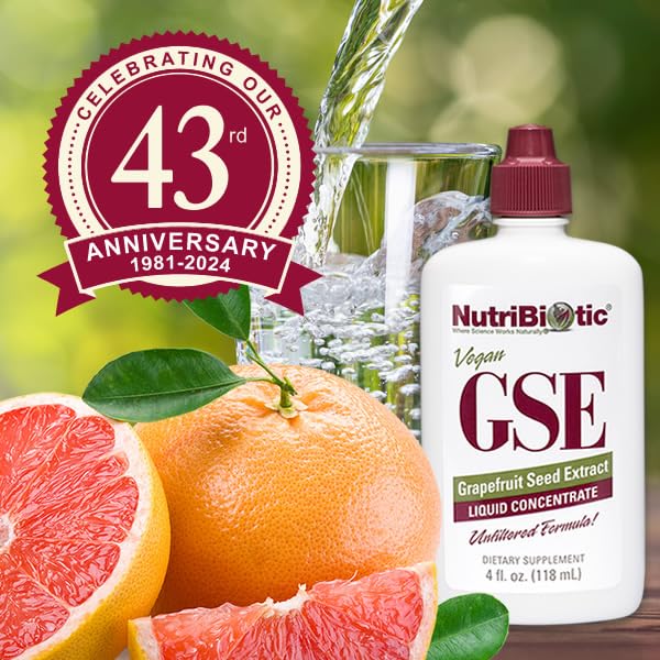 NutriBiotic – GSE, 4 Oz Liquid | The Original Grapefruit Seed Extract Premium Concentrate with Bioflavonoids | Vegan, Gluten Free, Non-GMO (Pack of 2)