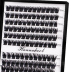 12rows-Large Tray Mixed 8-10-12-14-16mm/Mixed 14-15-16mm/Mixed14mm-16mm/Mixed 18-20mm Wide Stem Individual False Eyelashes Dramatic Black Cluster Eyelashes (Lashes Kit-12-14MM)