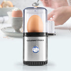 GOURMETmaxx Egg Cooker for 1 Egg | Energy Saving Electric Egg Cooker for Perfect Breakfast Eggs | With Measuring Bowl & Egg Pick | Compact Design & BPA Free [Stainless Steel]
