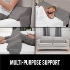 GORILLA GRIP Queen Bed Wedge Pillow for Headboard Gap, Filler Between Mattress Gaps, US Designed, Comfortable Supportive High Density Cushion Foam Pillows, Stay in Place Gripping Dots, Soft Gray