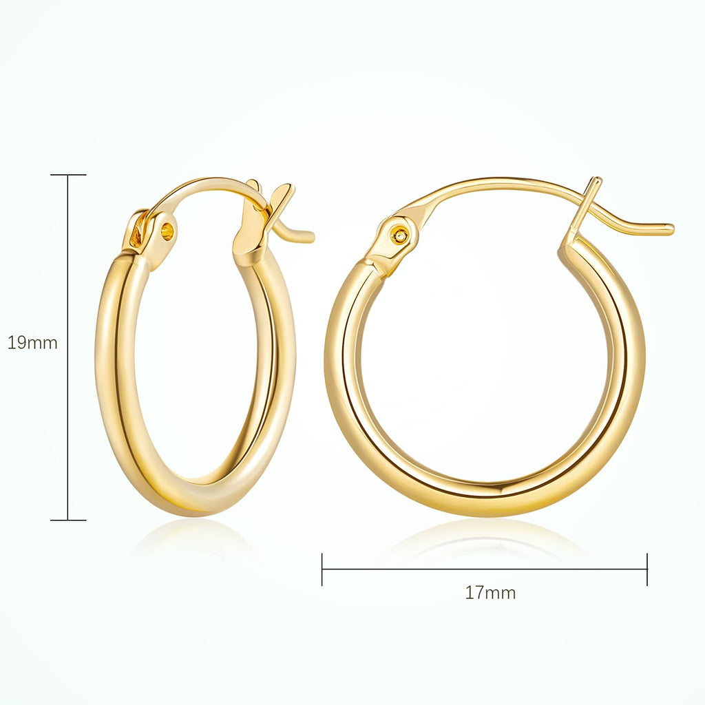 14K Gold Hoop Earrings for Women Timeless Lightweight Round Tube Comfort Fit Earrings