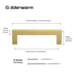 Goldenwarm Gold Cabinet Pulls 15 Pack Brushed Brass Drawer Pulls - J12GD102 4 inch Kitchen Cabinet Handles Square Bar Pulls Antique Brass Bathroom Cabinet Hardware