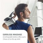 Brookstone B-HHP-650J Cordless Neck, Back Percussion Massager Deep Kneading Dual-Node Portable Light-Weight Rechargeable Brookstone Max 2, Silver ()