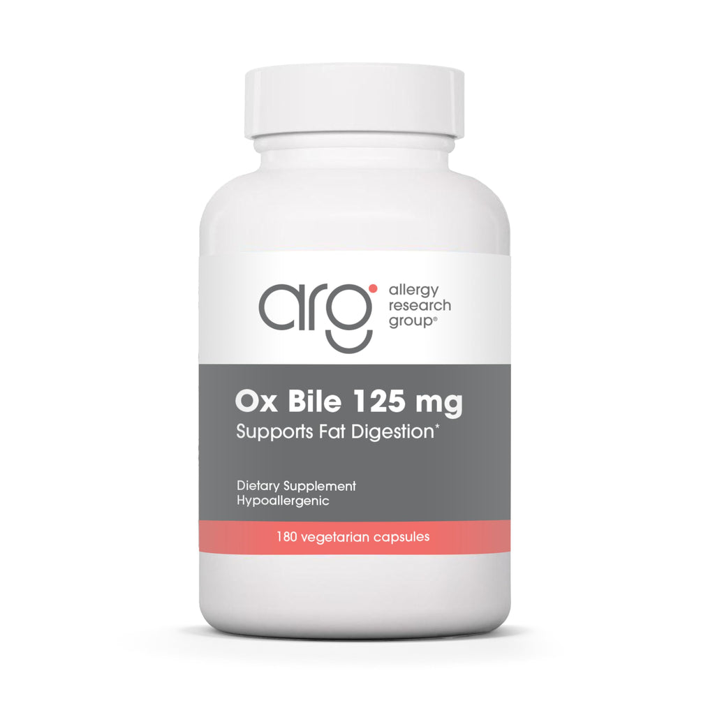 ARG Ox Bile 125 mg – Supports Fat Digestion – Delivers 125 mg Concentrated Bile Salts per Serving – Hypoallergenic & Vegetarian – 180 Servings – 180 Vegicaps