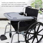 Wheelchair Tray Table - Removable Wheelchair Desk Lap Board Eating Aid for Nursing Patient, Fits Wheelchair Arms of Distance 18" - 20" (Grey)