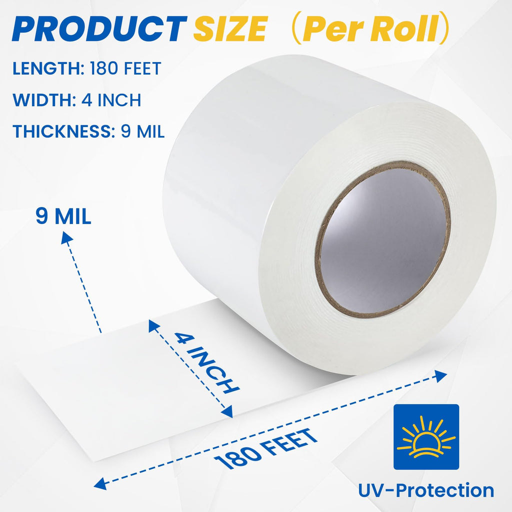AstrivixDD 3 Rolls Vapor Barrier Tape, White Moisture Barrier Tape for Crawl Spaces, Polyethylene Tape for Underlayment, Waterproof Seam Tape for Insulation, Plastic Liners (4" x 180 ft Each Roll)
