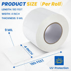 AstrivixDD 3 Rolls Vapor Barrier Tape, White Moisture Barrier Tape for Crawl Spaces, Polyethylene Tape for Underlayment, Waterproof Seam Tape for Insulation, Plastic Liners (4" x 180 ft Each Roll)