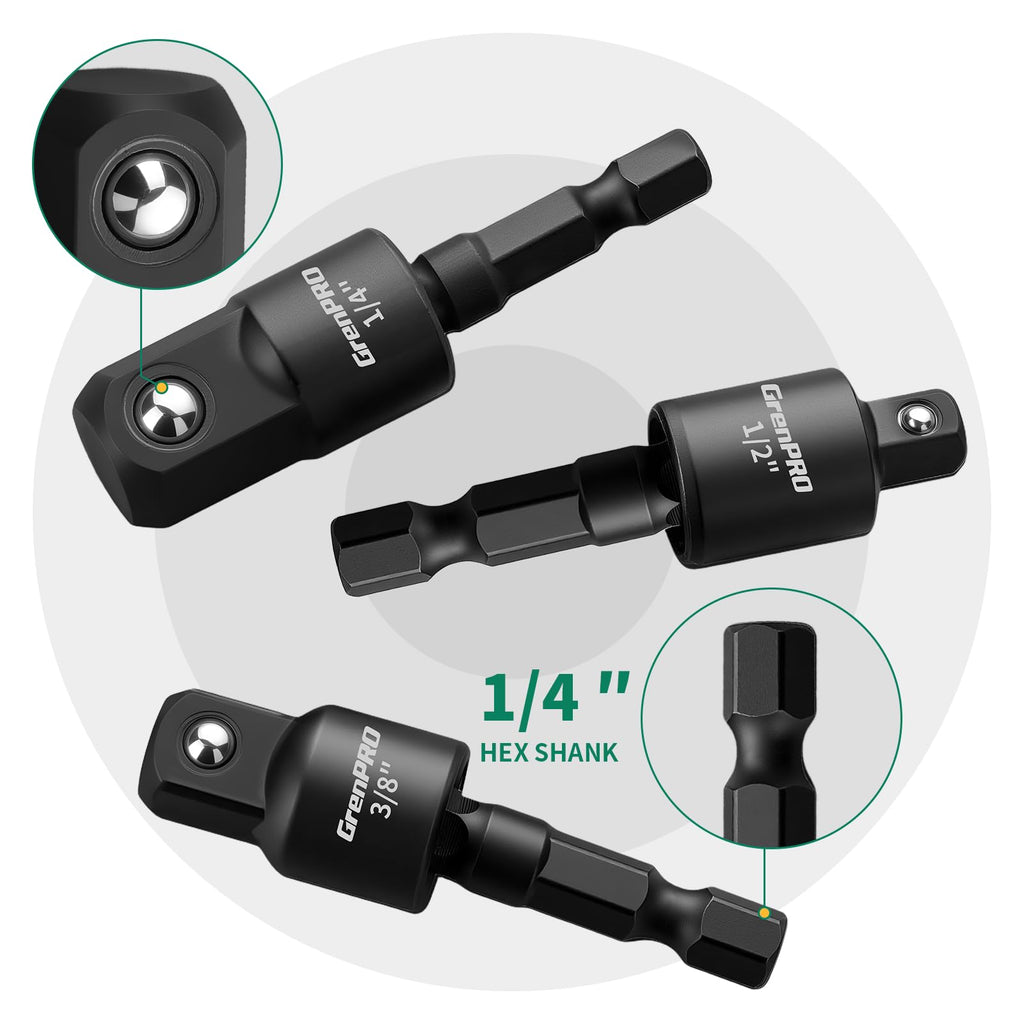 GRENPRO 19 Pcs Flexible Drill Bit Extension Kit, Includes 2 Pcs 105° Right Angle Drill Attachment, 3 Pcs Rotatable Socket Adapter, 10+2 Pcs Screwdriver Bits & Bendable Extension for Tight Spaces
