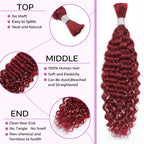 Human Braiding Hair 22inch Water Wave for Braiding Wet and Wavy Micro Braiding Human Hair No Weft Human Braiding Hair Extensions for Box Boho Braids 100g With 2Bundles（22inch,99J#)