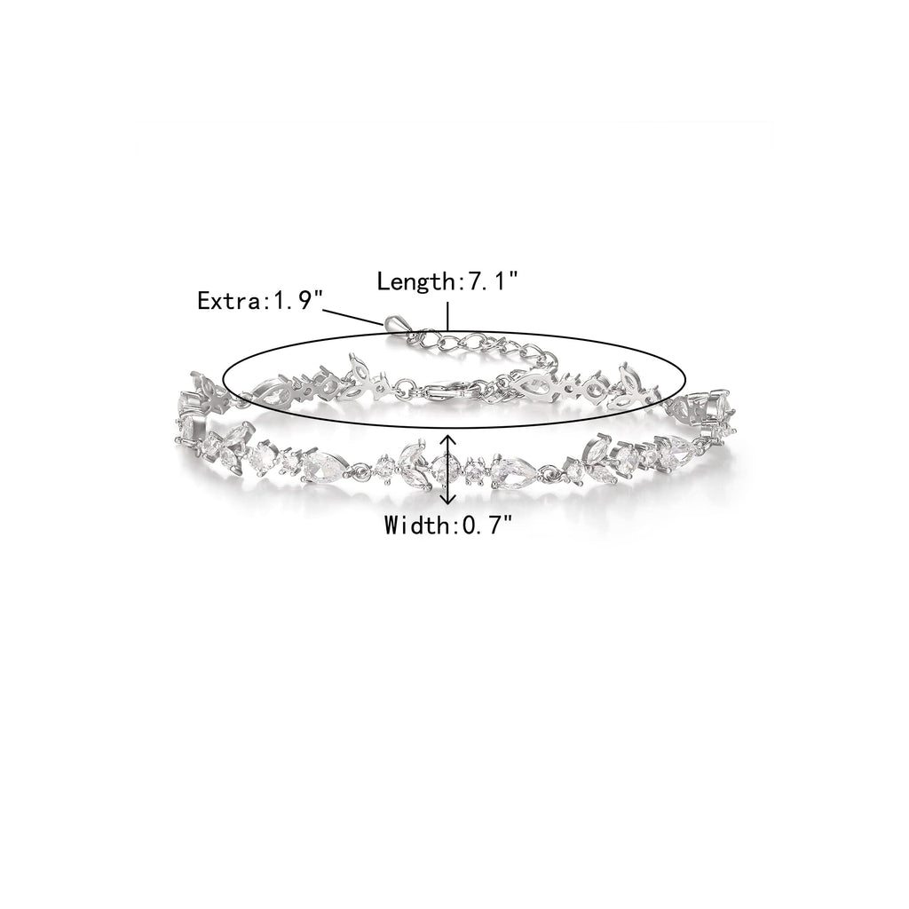 Crysdue Teardrop Marquise CZ Tennis Bracelets Wedding Bridal Jewelry Clear