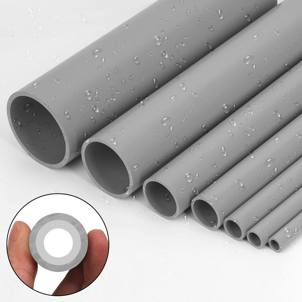 CKVIHAV 6Pcs 1 Inch Grey Electrical Conduit PVC Pipe 17" Long Sch40 PVC Rigid Tube Round Pipes Hardware Tubing for Home DIY Electrical Wiring Installation, Garden, Farm, Workshop,(1" x 17"L)