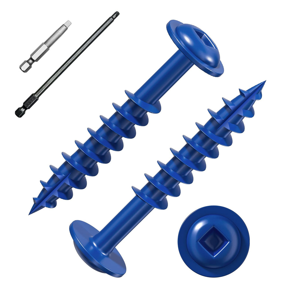 Wensilon (Blue) Pocket Hole Screws # 8 * 1-1/4" 323pcs 2lbs Square Hole Wood Screws and Round Head Square Hole self Tapping Screws are Suitable for Wooden use.150MM,60MM Drive bit Included.
