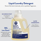The Clean People Liquid Laundry Detergent - Recyclable Packaging, Stain Fighting - Ultra Concentrated, Laundry Soap - Fragrance Free, 50 fl oz