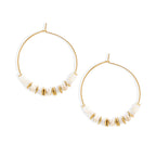 Frigotine Gold Boho Shell Beaded Hoop Earrings for Women, Retro Circle Mother of Pearl Handmade Lightweight Jewelry Christmas Holiday Beach Accessories Gift