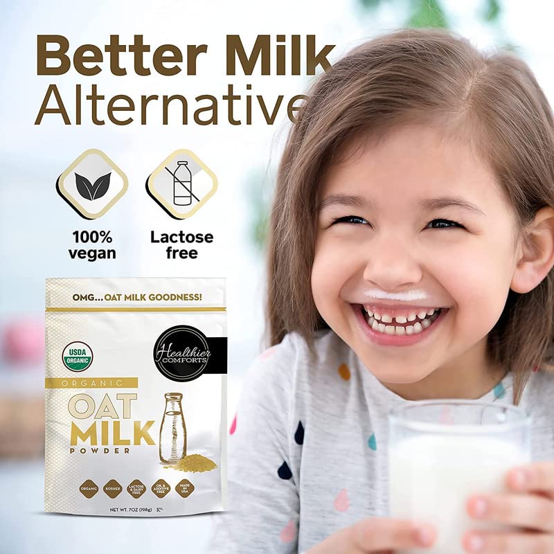 Oat Milk Powder 7oz - Natural and Plant Based Milk with a Clean Formula - Gluten-Free, Vegan, USDA Organic Certified, Non-GMO, Dairy Free, and Lactose Free Milk Powder with No Refrigeration Required