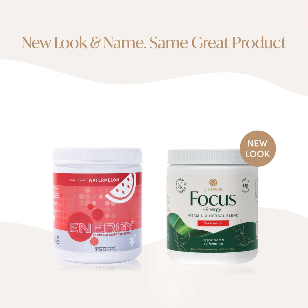 PURE Focus + Energy Tub Drink Mix | Natural Caffeine & Antioxidants from Botanicals | Supports Alertness, Clarity & Energy | Zero Sugar, No Artificial Sweeteners | 9.5 oz | Watermelon Flavor