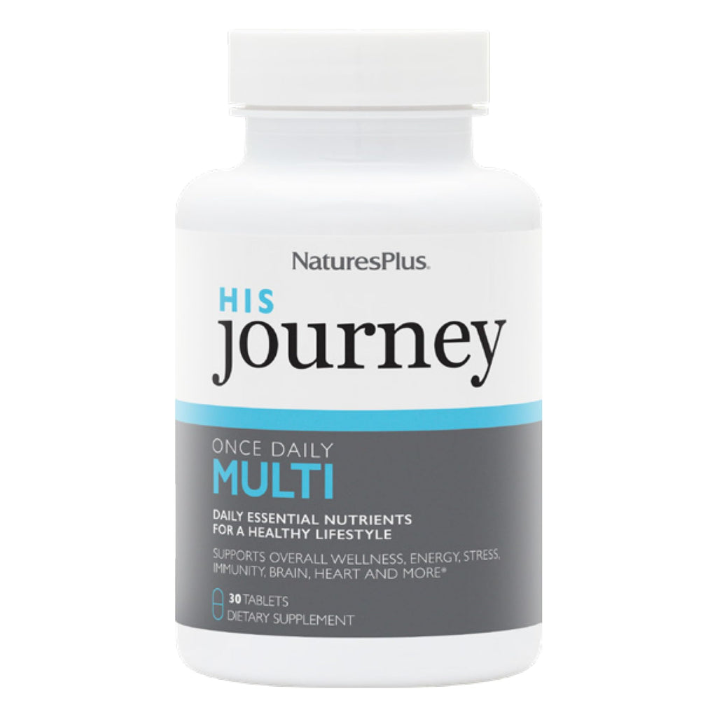 NaturesPlus His Journey - 30 Tablets - Men’s Multivitamin - 100% DV of All Vitamins - Supports Overall Wellness, Energy, Immunity & Brain Health - 30 Servings