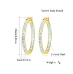 CiNily Big Gold Hoop Earrings Womens Opal Hoop Earrings 14K Gold Plated