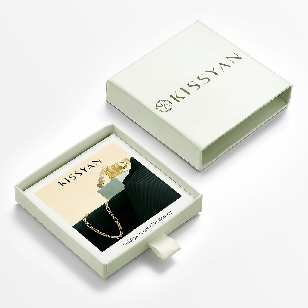 KissYan Gold Ankle Bracelets for Women, 14K Gold Plated Cuban Anklets (08G)