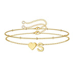 M MOOHAM Bracelets for Women, 14K Gold Plated Initial S Bracelet Jewelry