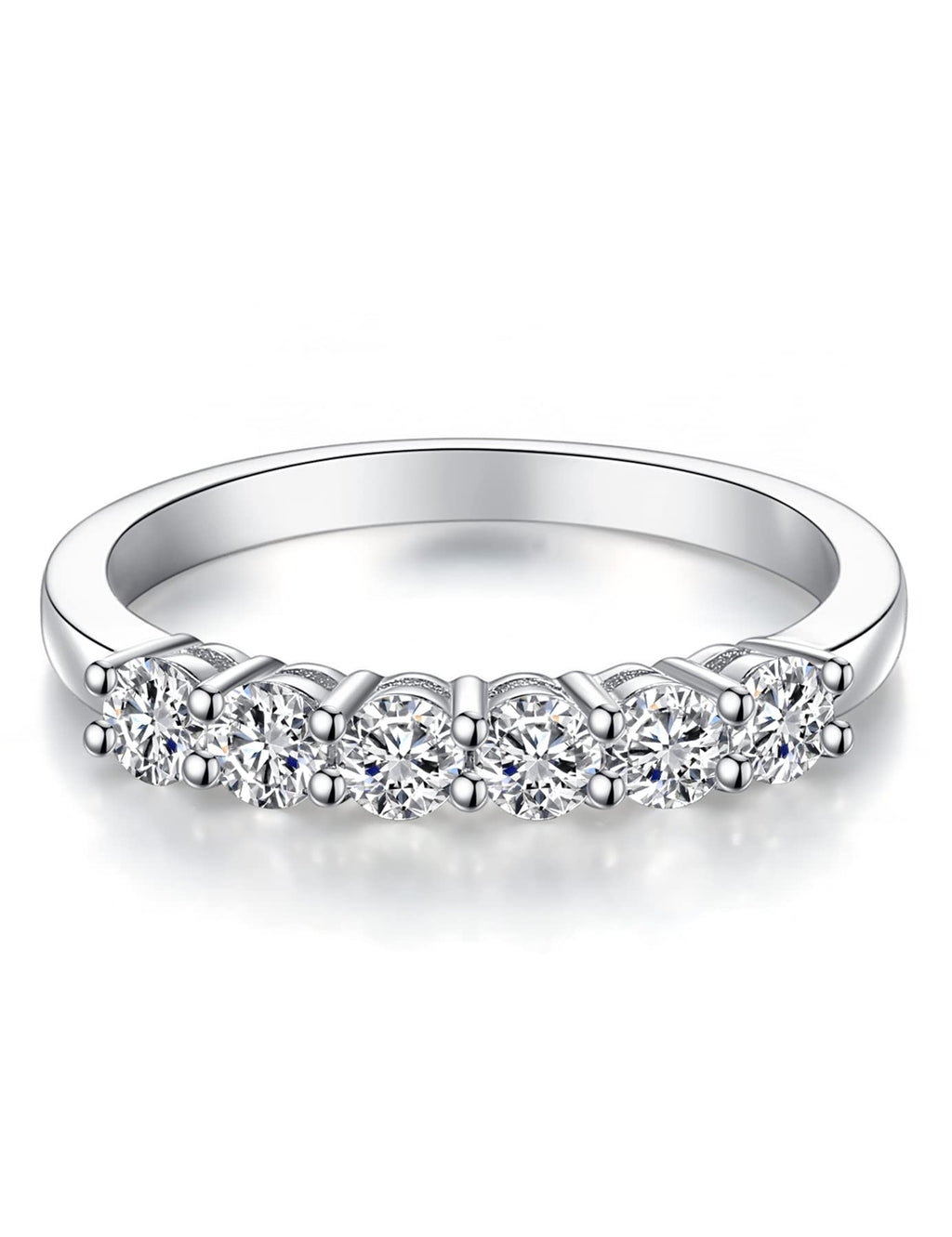 IMOLOVE Moissanite Wedding Band for Women Eternity Bands Moissanite Wedding Rings for Women Sterling Silver Ring Anniversary Band White Gold Plated Size 7