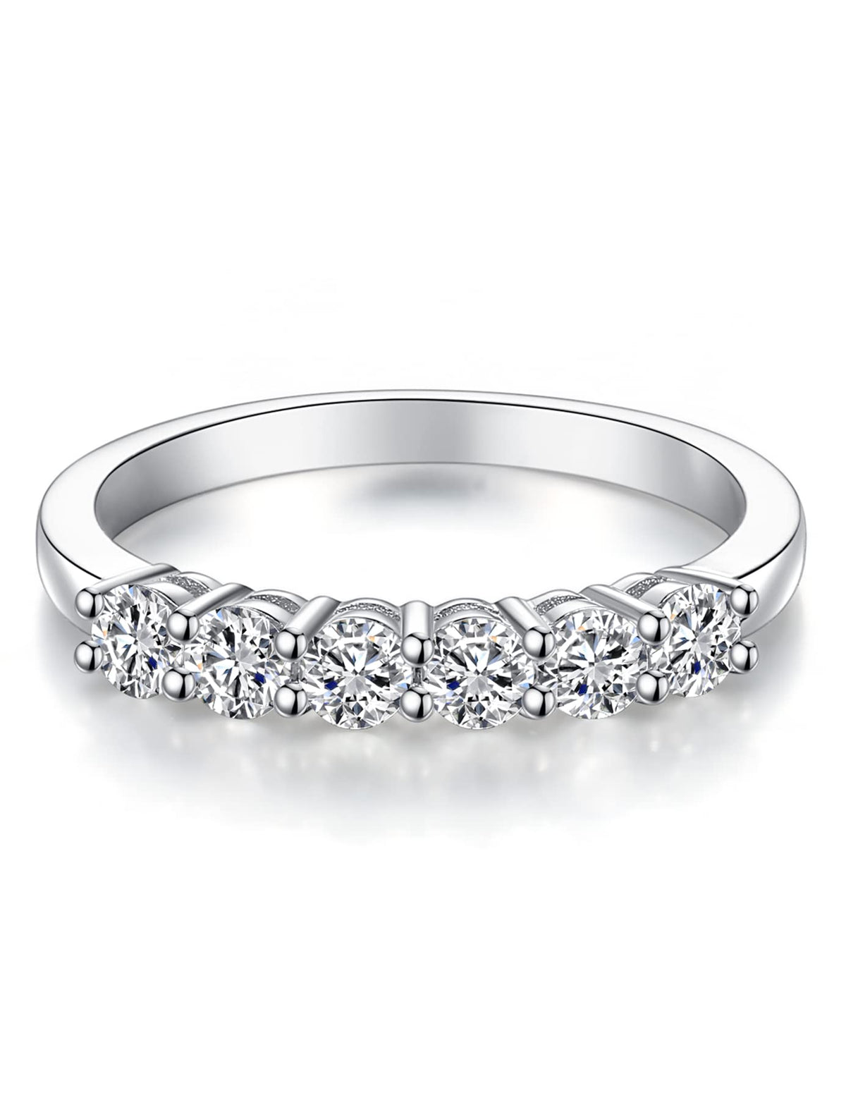 IMOLOVE Moissanite Wedding Band for Women Eternity Bands Moissanite Wedding Rings for Women Sterling Silver Ring Anniversary Band White Gold Plated Size 7