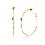 14K Gold-Plated Dainty Hoop Earrings with Simulated Blue Turquoise