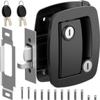 WELLUCK RV Door Lock Replacement with Paddle Deadbolt, 100% Metal Camper Door Latch Handle Lock, RV Entry Door Lock for Camper Horse Travel Trailer Cargo Hauler