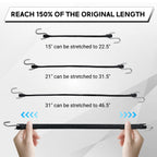 ROBLOCK 31" Rubber Tarp Straps with 150% Max Stretch, 100% EPDM Bungee Cords with Metal Crimped S Hooks, Ideal for Securing Tarps, Cargo, Canvases, Weatherproof (10 Pack)