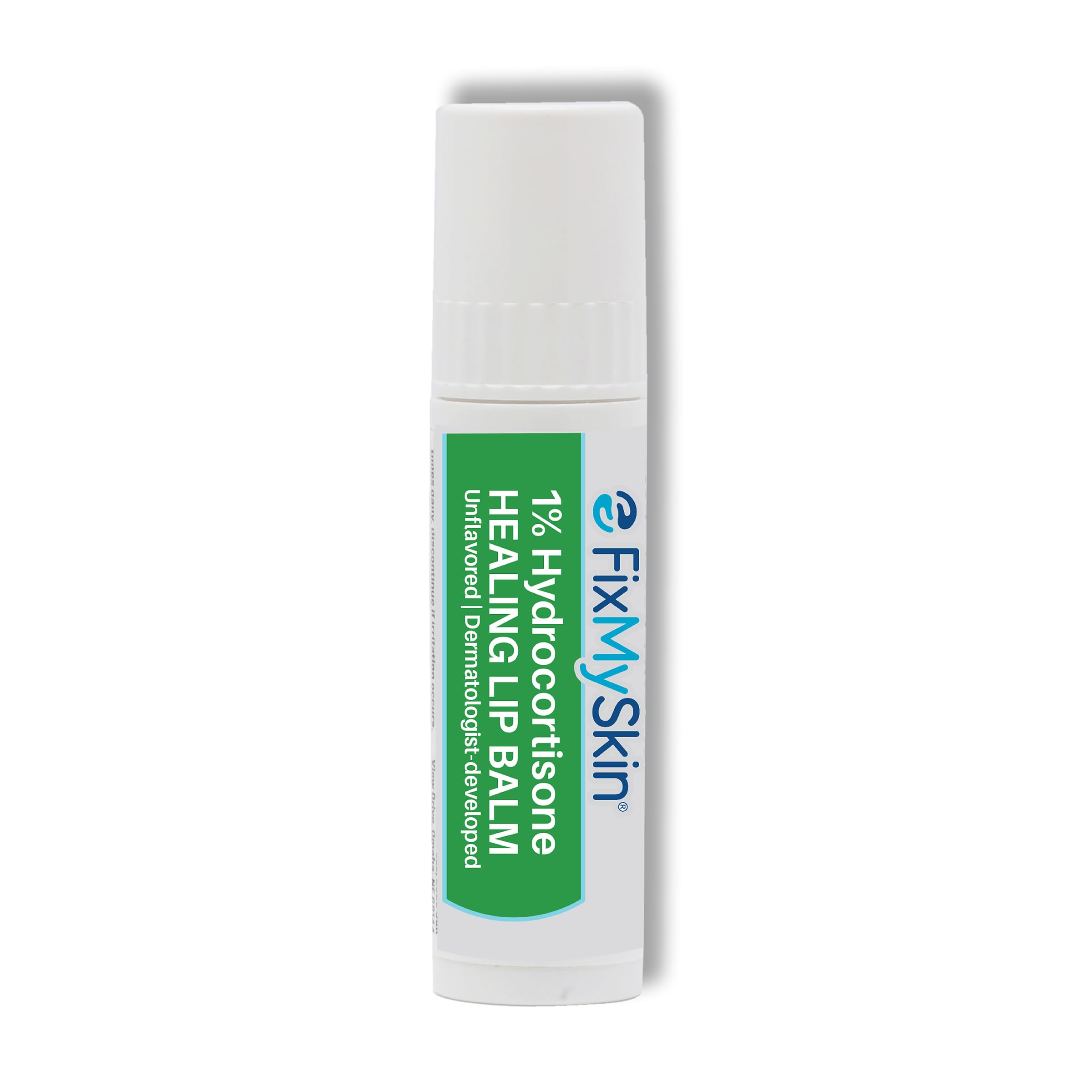 FixMySkin 1% Hydrocortisone Healing Lip Balm, Unflavored – Soothes Dry, Cracked & Irritated Lips, Relieves Chapped Lips, Cold Sores & Eczema, Dermatologist Developed, Travel-Friendly Tube, 0.15 oz