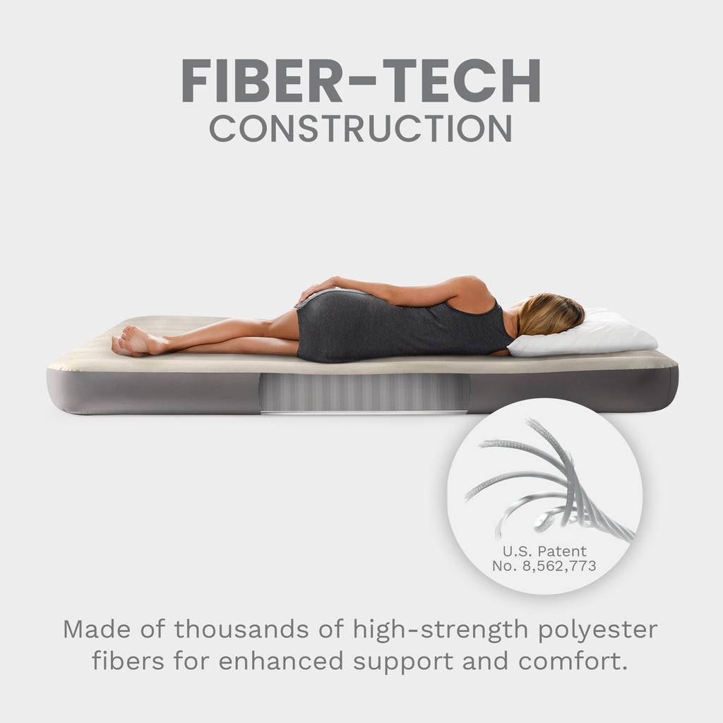 Intex 64101E Dura-Beam Standard Single-High Air Mattress: Fiber-Tech - Twin Size - 10in Bed Height - 300lb Weight Capacity - Pump Sold Separately