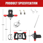 IMAYCC Cement Mixer 2100W, Portable Concrete Mixer, 110V Handheld Mud Mixer for Motar,Paint, Grout, Plaster, Thinset,Fodder Stirring Tool