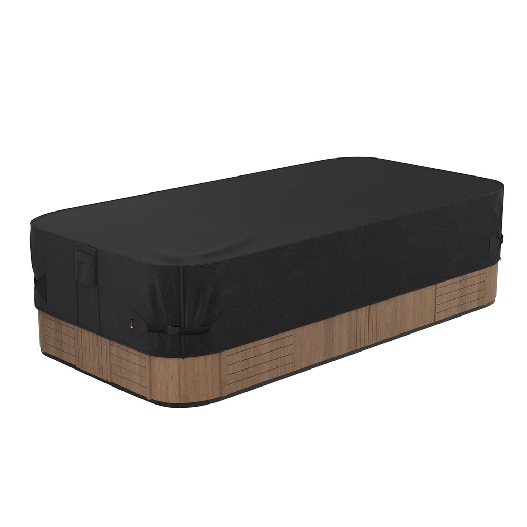 iBirdie Outdoor Waterproof Hot Tub Swim SPA Cover 182 x 97 inch fit 8 x 15 ft, 180 x 96, 178 x 92, 176 x 90, 600D Heavy Duty Weatherproof Rectangle Protectors Protective Rectangular Cover Cap