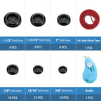 Vrupin 66Pcs Rubber Grommet Assorted Kit, Drill Hole Firewall Hole Plugs Wire Protection, 6 Sizes 1-13/16" 1-1/2" 1" 7/8" 5/8" 3/16"