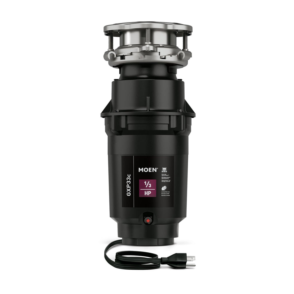 Moen Lite Series PRO Compact Continuous Feed Garbage Disposal for Kitchen Sink with Power Cord, GXP33C