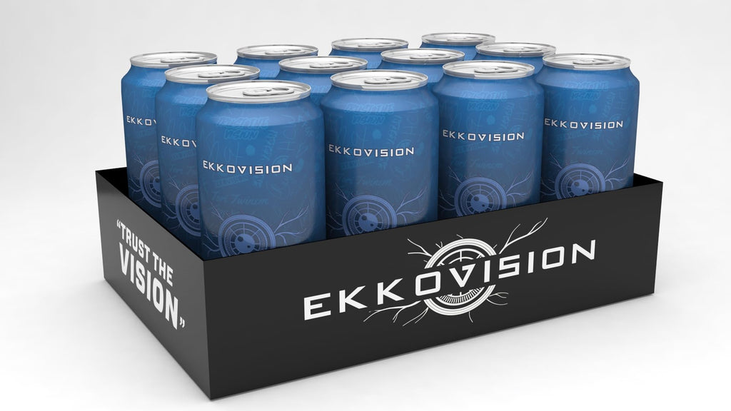 Ekkovision Energy Drink, Blue Razz, Caffeine Free, Coconut Water, L Theanine, Alpha Gpc & L Tyrosine For Balanced Energy, Electrolytes & Smooth Hydration, 16 Fl Oz Can, 12 Pack