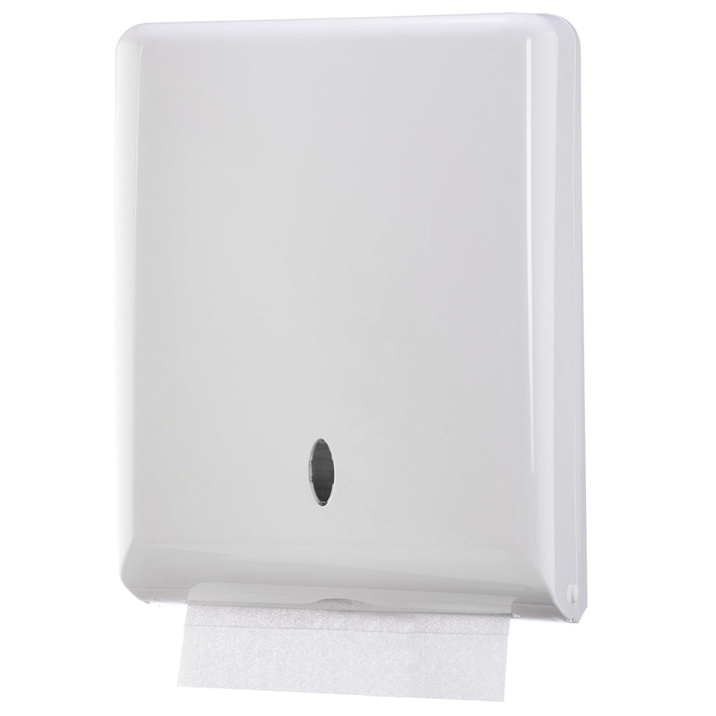Commercial Paper Towel Dispenser Wall Mount, Holds 500 Multifold, Trifold, Z Fold, C Fold Hand Towels for Bathroom/Restroom, Office, Shop, or Home (White)