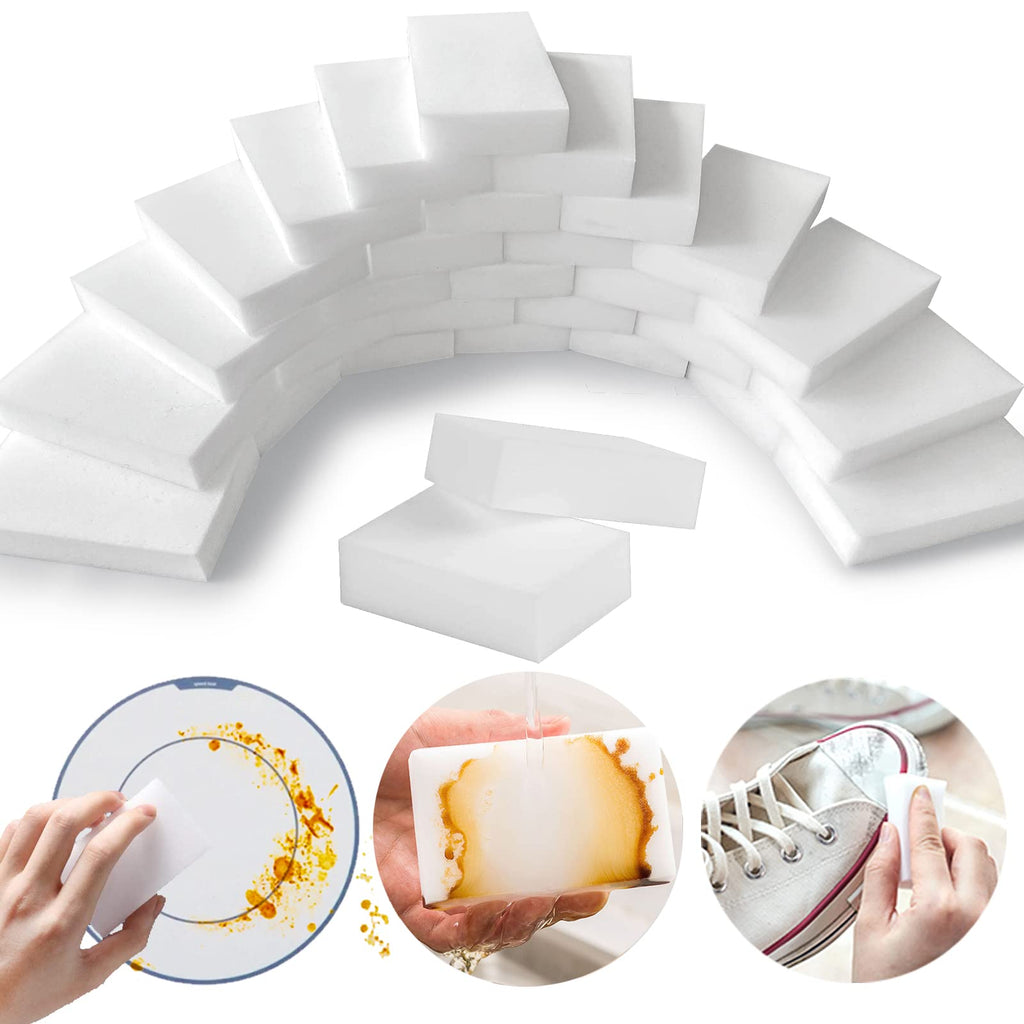 Magic Sponge Eraser, 50 Pack Melamine Sponge Sheets Foam in Bulk, All-Purpose Large Kitchen Dish Cleaning Pads, White Nano Scrub Non-Scratch Cleaner for Household, Bathroom, Wall