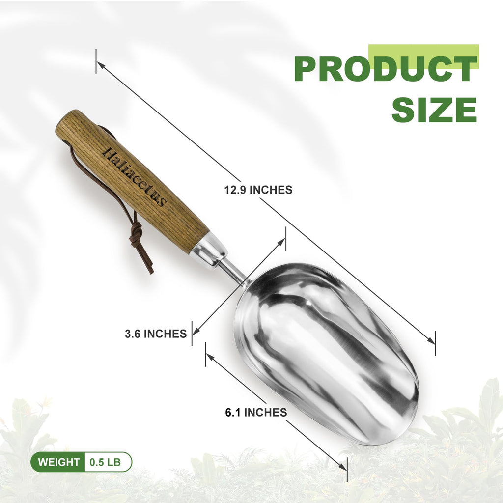 Haliaeetus Potting Soil Scoop, Bend Proof Stainless Steel Gardening Scoop