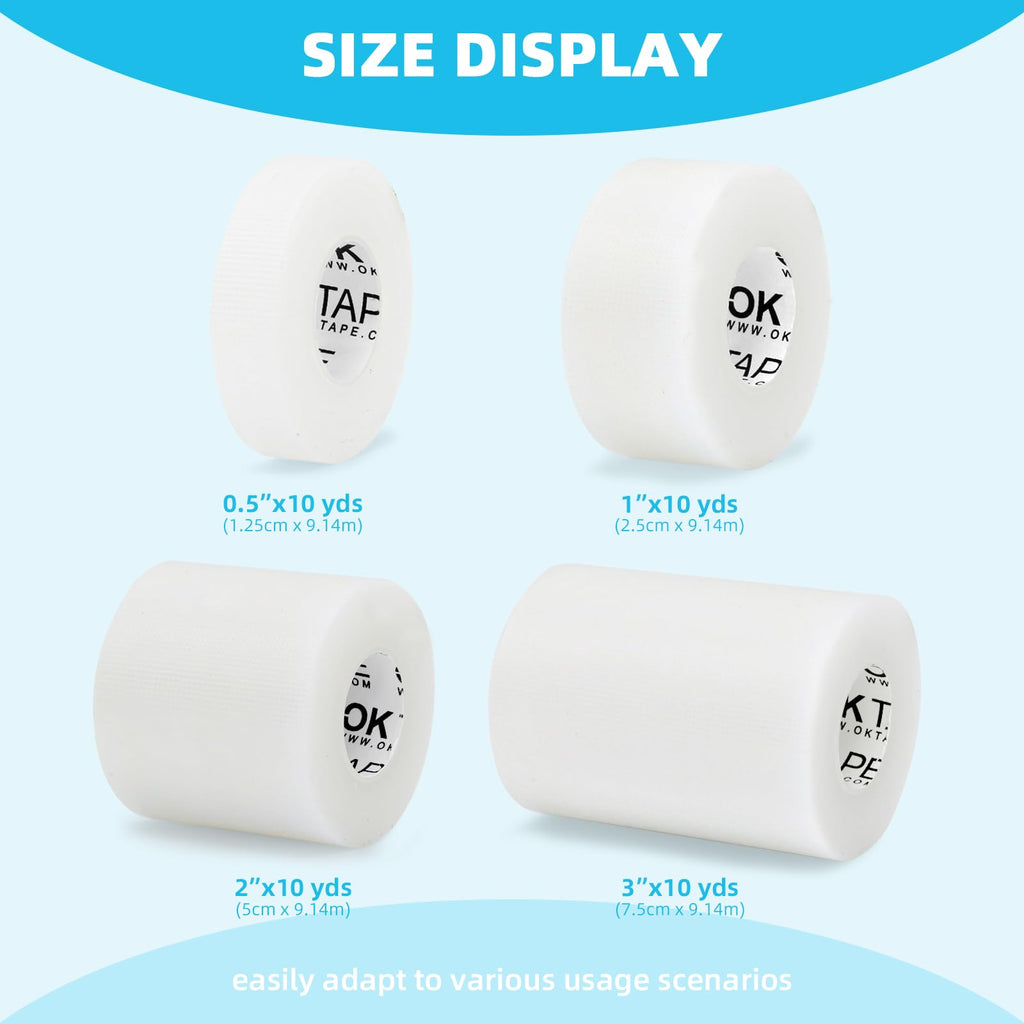 OK TAPE OKPore Transparent Medical Tape (Pack of 12) - First Aid Surgical Tape Hypoallergenic and Breathable for Wound Dressing Care, Latex Free, 1in x 10yds