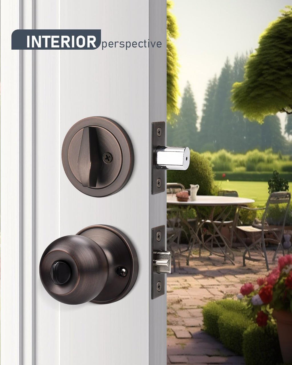 Brotima 6 Pack Entry Door Locksets with Single Cylinder Deadbolt, Oil Rubbed Bronze Exterior Door Lock Set with Same Key, Front Roound Door Knob and Deadbolt Set
