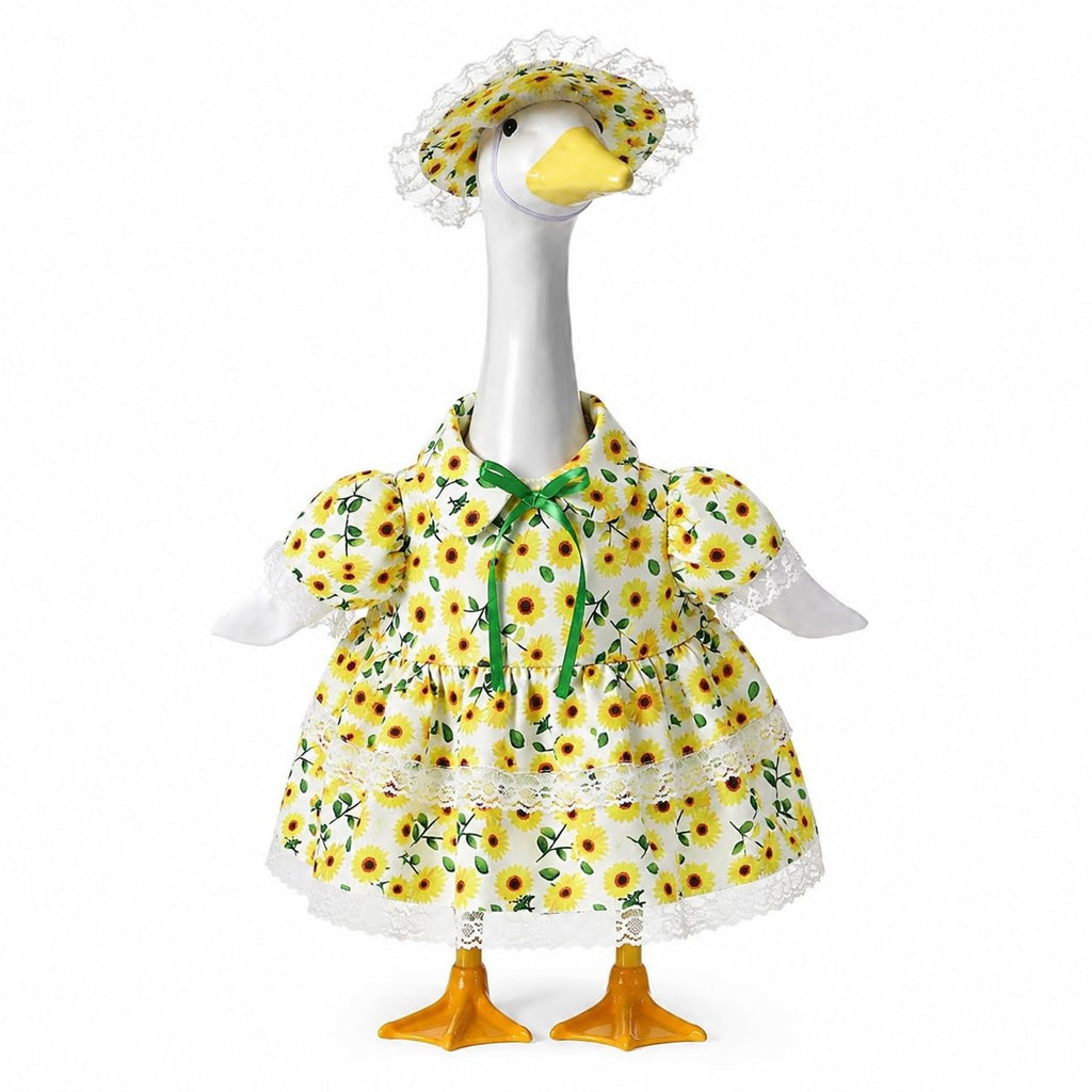 Aigidusansu Porch Goose Outfits Summer Sunflower Dress Goose Outfit Cute Lawn Porch Goose Clothes Fits 23" Goose Statue for Outdoor Garden Yard Patio Art Decor