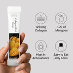 Korean Collagen Jelly Sticks - 25 Mango Flavored Marine Collagen Peptide Snacks for Anti-Aging- Collagen Protein Sugar-Free, Travel Packs for Hair & Nail Strength