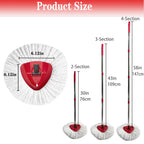 Fazlynyi Spin Mop Replacement Head Mop Replace Head Compatible with O Cedar EasyWring Spin Mop - 4 O-Ceda Mop Refills、30-58in Mop Handle and 1 Mop Base Combo Set, 2white