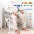 Raised Toilet Seat with Handles - Width & Height Adjustable Toilet Seat Risers for Seniors, Heavy Duty Handicap Toilet Riser, Fit Any Toilet, Up to 400lbs