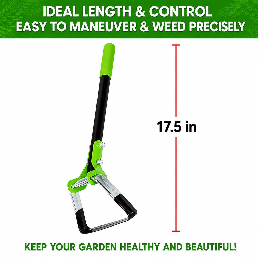 Garden Guru Action Stirrup Hoe Garden Tool, 17.5-Inch Long, with Ergonomic Handle – Rust Resistant Heavy Duty Steel Loop Hoe for Weeding, Planting, Sowing Seeds, Making Furrows & Soil Cultivation