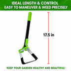 Garden Guru Action Stirrup Hoe Garden Tool, 17.5-Inch Long, with Ergonomic Handle – Rust Resistant Heavy Duty Steel Loop Hoe for Weeding, Planting, Sowing Seeds, Making Furrows & Soil Cultivation