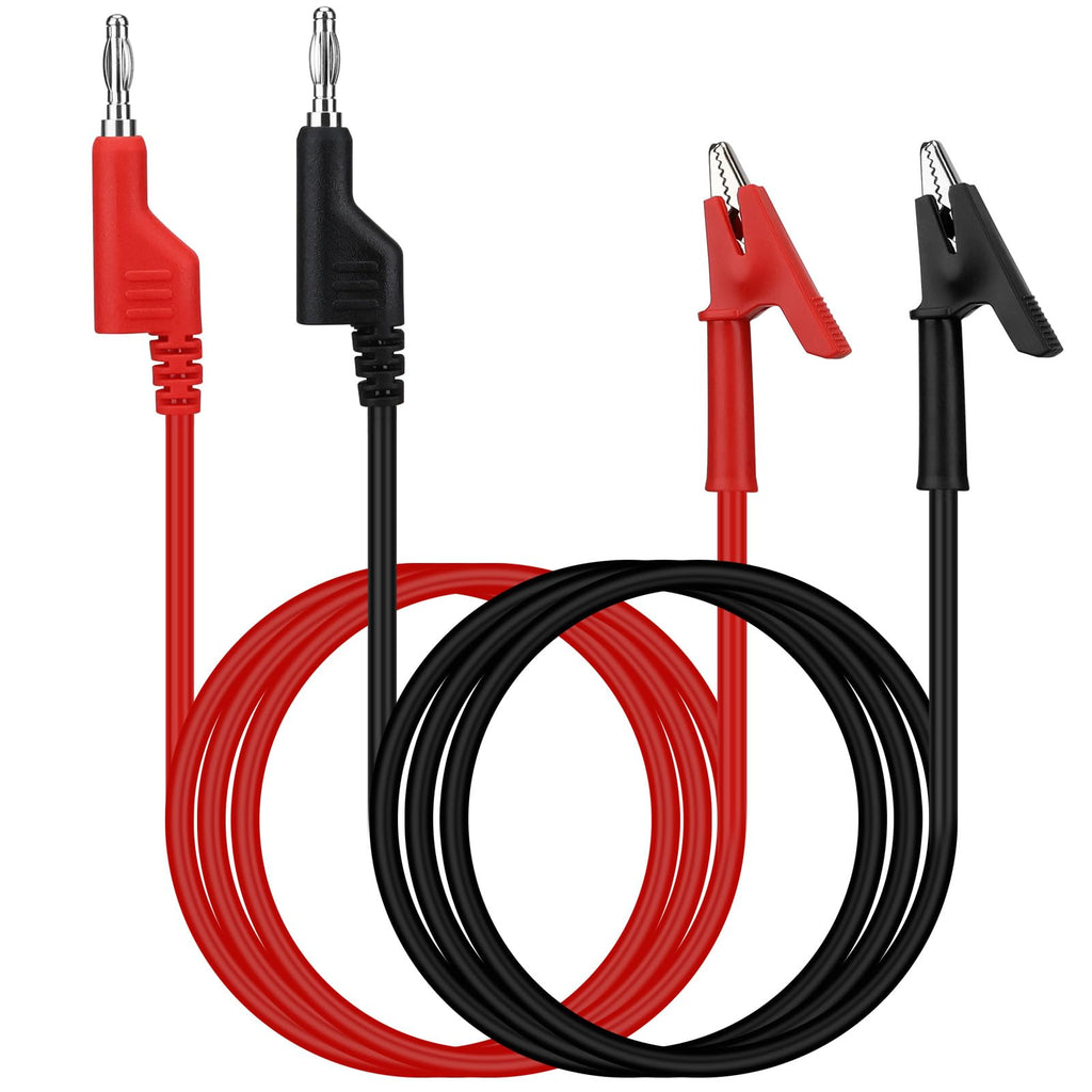 SWANLAKE 2-Piece Banana Plug to Alligator Clip Test Leads, 1000V 15A 3.5ft/1M Multimeter Electrical Alligator Clips, Flexible Copper Cable Banana Plug, Electrical Wires with Gator Clips