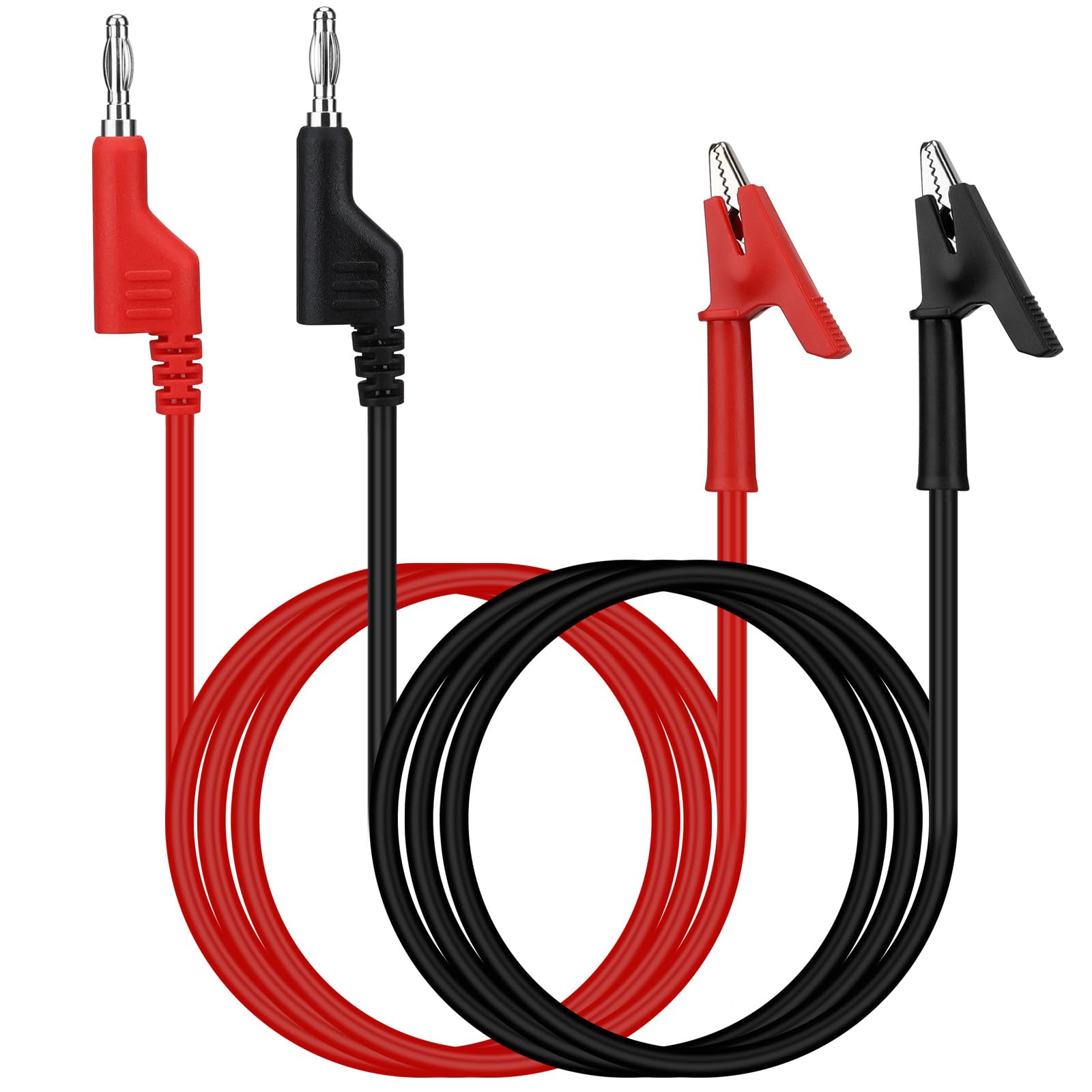 SWANLAKE 2-Piece Banana Plug to Alligator Clip Test Leads, 1000V 15A 3.5ft/1M Multimeter Electrical Alligator Clips, Flexible Copper Cable Banana Plug, Electrical Wires with Gator Clips